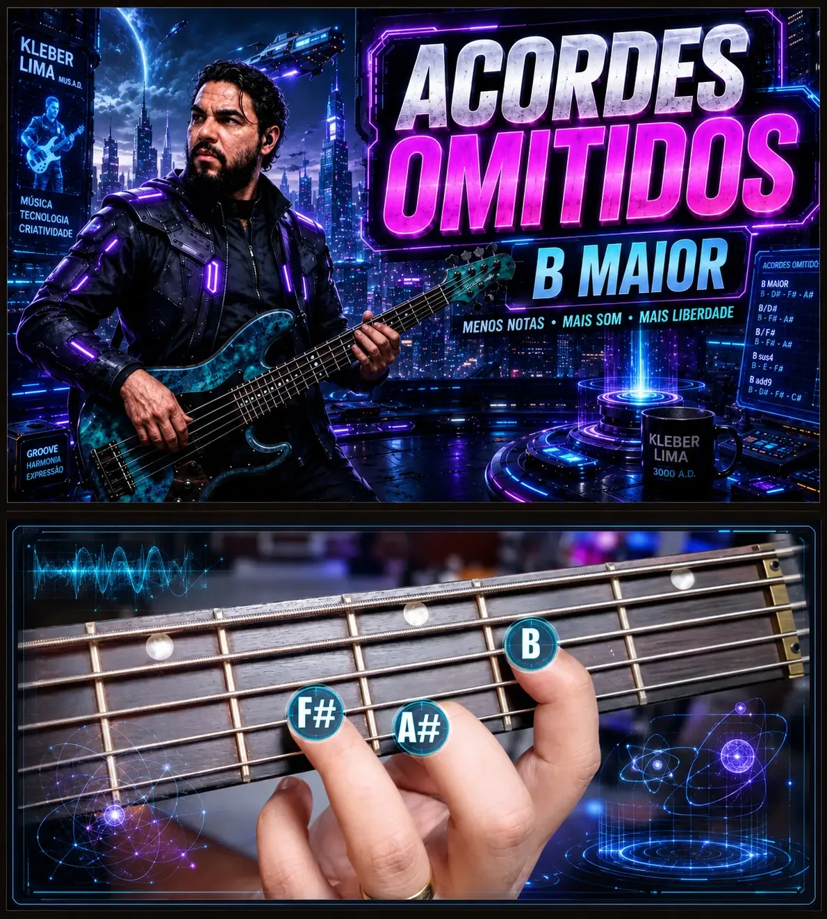 Página do Mapa de Acordes sobre acordes omitidos em B maior