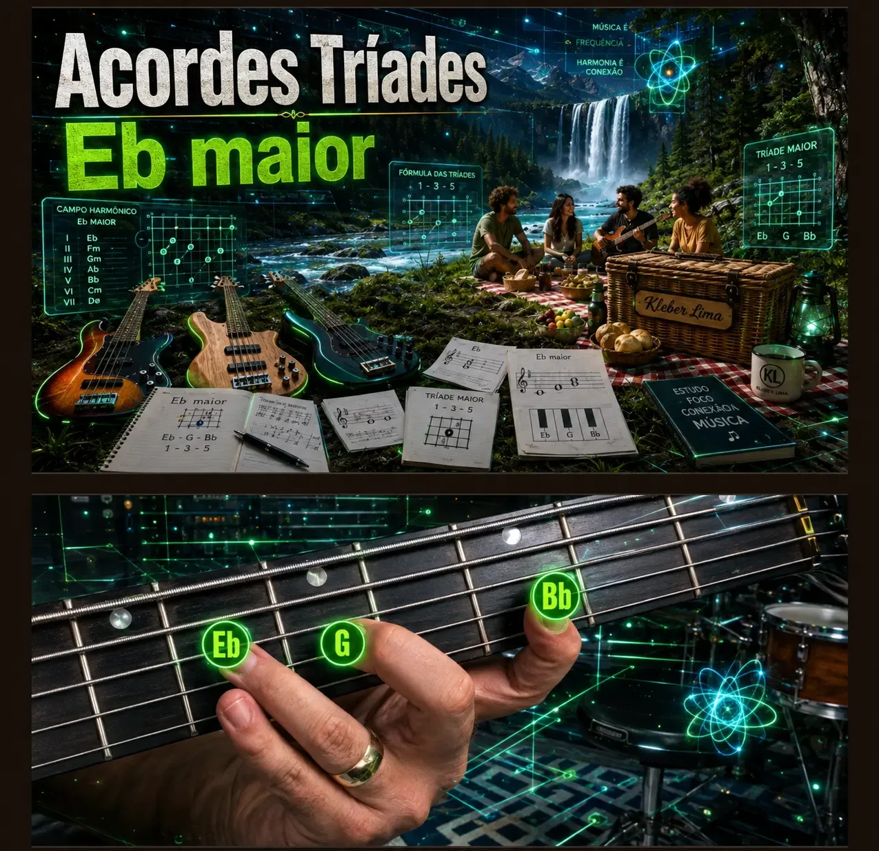 Página do Mapa de Acordes sobre acordes tríades em Eb maior
